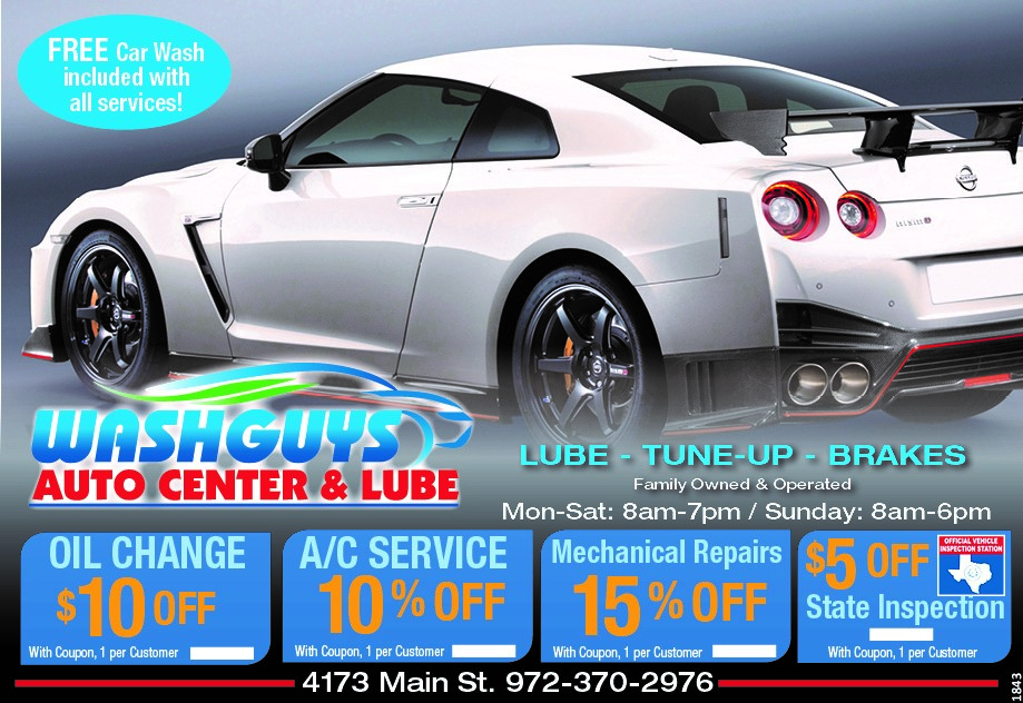 Washguys Auto Center &amp; Lube 5 OFF State Inspection